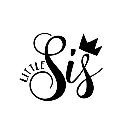 Little Sis - Calligraphy illustration isolated on white background. Typography for banners, badges, postcard, t-shirt, prints.のイラスト素材