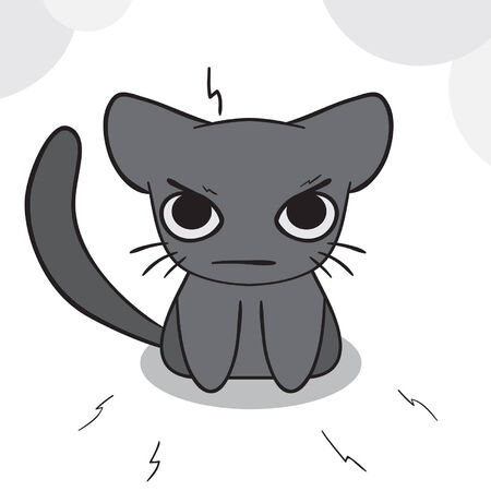 angry cat hand drawnのイラスト素材