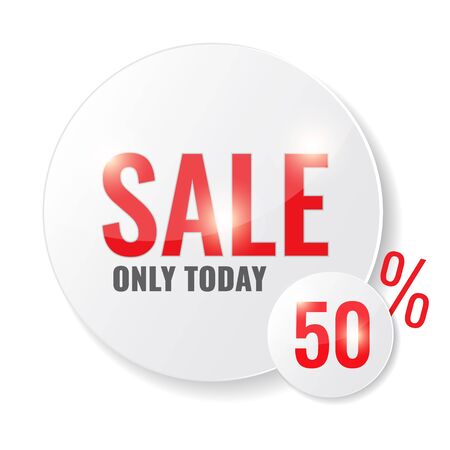 Sale circle tags with Sale 50 percent only today text. Concept of discount. illustration.の写真素材