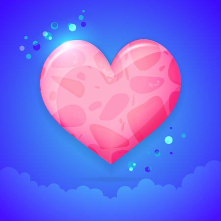 Happy Valentines day background. Magical texture fantasy heart with cloud. Vector illustration.のイラスト素材