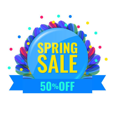 Spring discount concept banner. Sale labelのイラスト素材