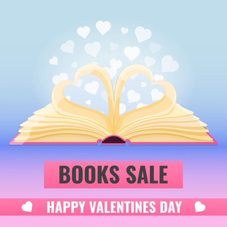Open book with page decorate into a two hearts shapeのイラスト素材
