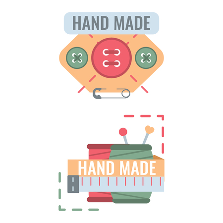 Labels for handmade, embroidery, tailor, hand sewing and knitting.のイラスト素材