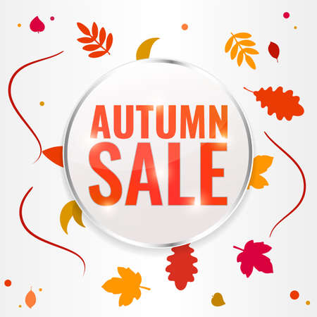 Autumn sale discount banner with autumn leaves. Season discount concept.のイラスト素材