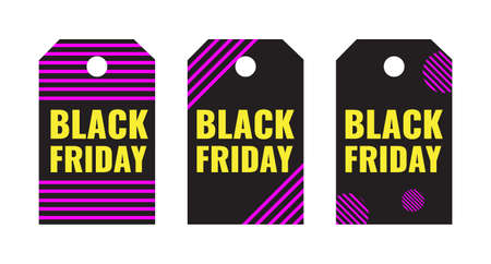 Set of Black Friday event sale tags in modern graphic style. Promotion campaign concept.のイラスト素材