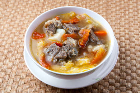 The borscht stewed with tomato, vegetable and beef is really deliciousの写真素材