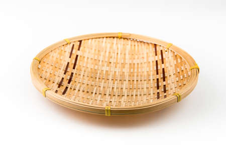 bamboo basket on white backgroundの写真素材