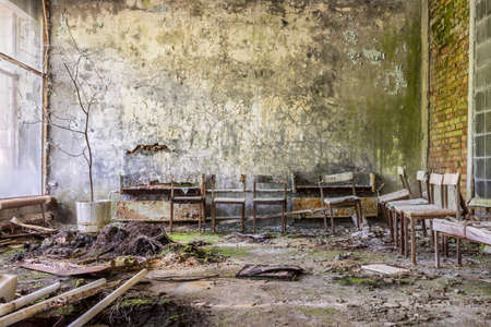 Inside of abandoned hospital in Pripyatの写真素材