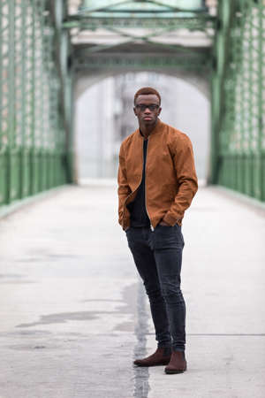 Handsome black man on street