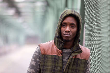 Handsome black man wearing casual clothes on streetの写真素材