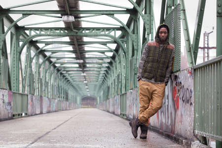 Handsome black man wearing casual clothes on streetの写真素材