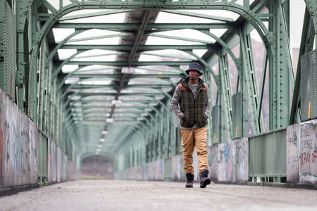 Handsome black man wearing casual clothes on streetの写真素材