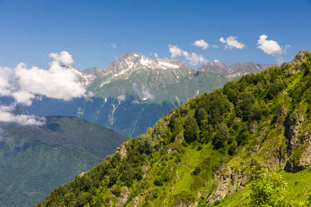 Panoramic view of mount Chugush (Western Caucasus)の写真素材