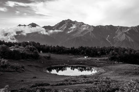 Panoramic view of Mount Chugush (Western Caucasus)の写真素材