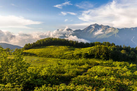 Panoramic view of mount Chugush (Western Caucasus)の写真素材