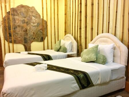 Interior bedroom beauty design in hotelの写真素材