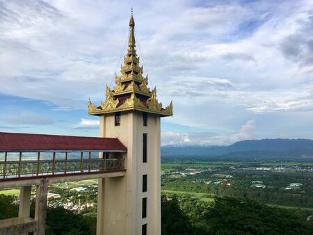Landscape view point from tower temple Mandalay Hill in Mandalay city, Myanmarの写真素材