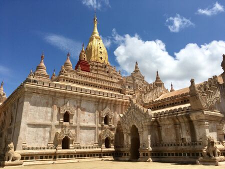 Ananda temple, beautiful buddhist temple Indian style in Bagan city, Myanmarの写真素材