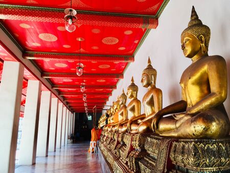 More Buddha image golden meditation at Wat Pho (Phra Chetuphon Wimonmungklaram Temple), Bangkok Thailandのeditorial素材