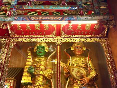 Buddha Chinese God, Protect god at Dragon Kammalawat Temple, Wat Lengnoeiyi Chinese buddhist temple in Thailandのeditorial素材