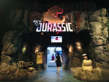 Entrance of Jurassic world, fun dinosaur park at Ba Na Hills landmark in Danang, Vietnamのeditorial素材