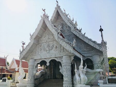 Exterior hall of Nan city pillar shrine or Ming Mueang temple at Nan province, Northern of Thailandの写真素材