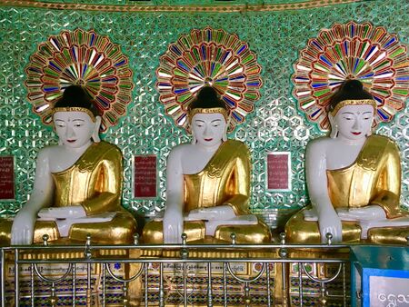 Beautiful more buddha image meditation at U Min Thonze temple in Sagaing near Mingun and Mandalay city, Myanmarの写真素材