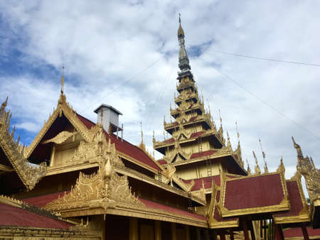 Exterior roof of Mandalay palace, ancient grand palace in Mandalay city, Myanmarのeditorial素材