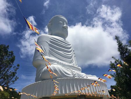 Big buddha Linh Ung temple at Ba Na Hills mountain in Danang, Vietnamの写真素材