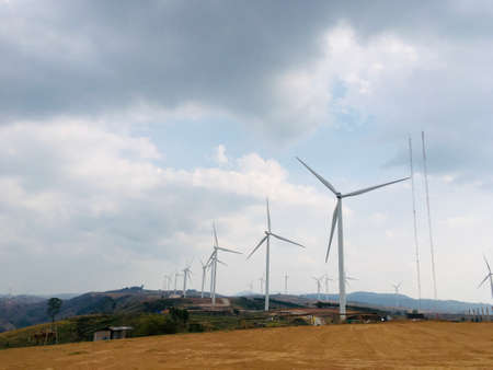 Landscape of Windmills farm at Khao Kho mountain in Phetchabun province, Thailandの写真素材