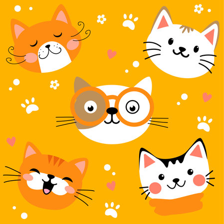 cute cats Vector illustration for your designのイラスト素材