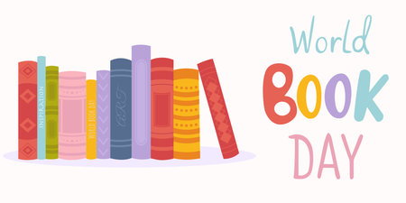 World Book Day. Vector illustration with books on a white background.のイラスト素材
