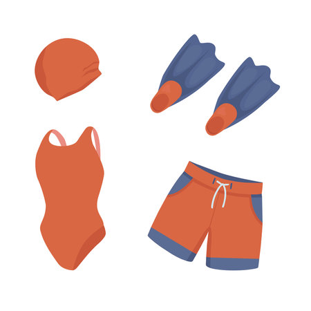 Swimsuit and swimming trunks. Flat style vector illustration.のイラスト素材