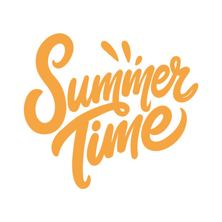 Summer time. Vector hand drawn lettering phrase isolated on white background.のイラスト素材