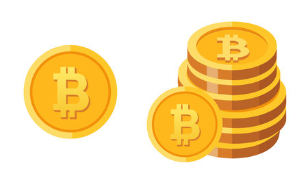 Bitcoin icon. Cryptocurrency vector illustration isolated on white background.のイラスト素材