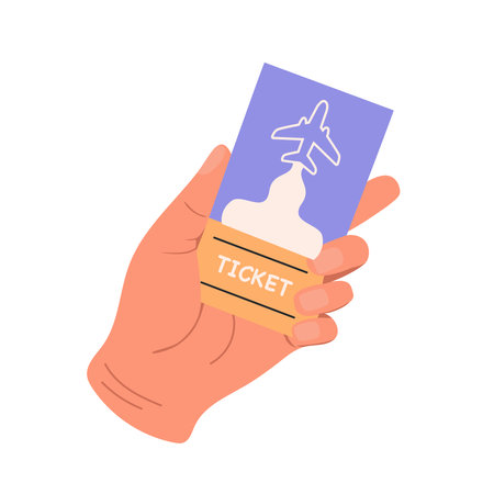 Hand holding boarding pass ticket vector Illustration isolated on a white backgroundのイラスト素材