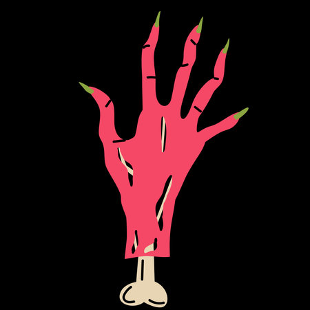 Zombie hand on a black background. Vector illustration of a zombie hand.のイラスト素材