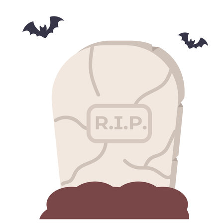 Old gravestone on white background. Concept holiday halloween, death, rip. Vector illustrationのイラスト素材