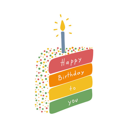 Happy birthday card with cake vector illustration. Happy birthday greeting card.