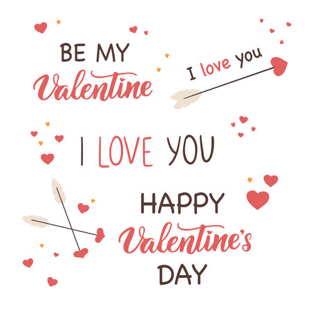 Valentine's day greeting card with hearts and arrow. Vector illustration.のイラスト素材