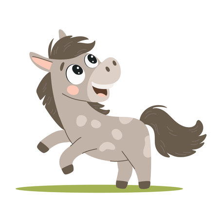 Cute cartoon horse. Vector illustration isolated on a white background.のイラスト素材