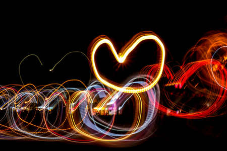 Light Painting / heart symbol / loveの写真素材