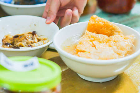 Tradition cuisine in Tainan, Taiwan. Taiwanese noodle - yimien.の写真素材