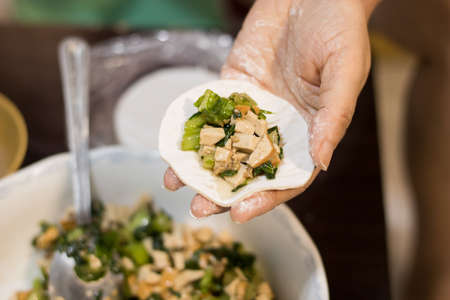 Home-made recipe for dumplings.の写真素材