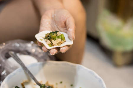 Home-made recipe for dumplings.の写真素材