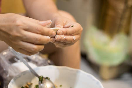 Home-made recipe for dumplings.の写真素材