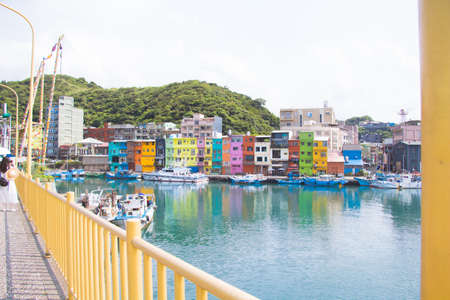 NEW TAIPEI CITY, TAIWAN. June. 29, 2019: The Chen-Pin Fishing Harbor- A landmark on the north coast of Taiwan.の写真素材