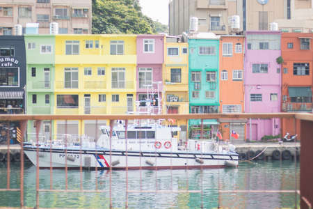 NEW TAIPEI CITY, TAIWAN. June. 29, 2019: The Chen-Pin Fishing Harbor- A landmark on the north coast of Taiwan.の写真素材