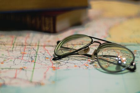 Travel planning in a map of europeの写真素材