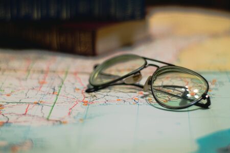 Travel planning in a map of europeの写真素材
